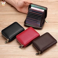 Genuine Cowhide RFID Card Bag - Multi Slot Zipper Coin Purse Anti-Fraud for Men Women