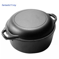 2 in 1 Cast Iron Dutch Oven with Skillet Lid Dutch Oven Pot for Camping BBQ