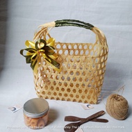 (TL8) (Ramadan Series) Large Snack Bag 28cm x 12cm Ribbon | Hampers BAG | Parcel bag | Woven fruit c