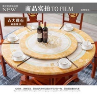 Marble Dining Tables and Chairs Set round Table European Style Solid Wood round Dining Table with Turntable Small Apartment Household Meal Table