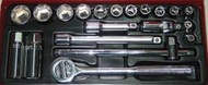KFC 3021M 3/8"分21件套筒組 6PT 鉻釩鋼 手工具 機械 維修 汽修 台灣製造