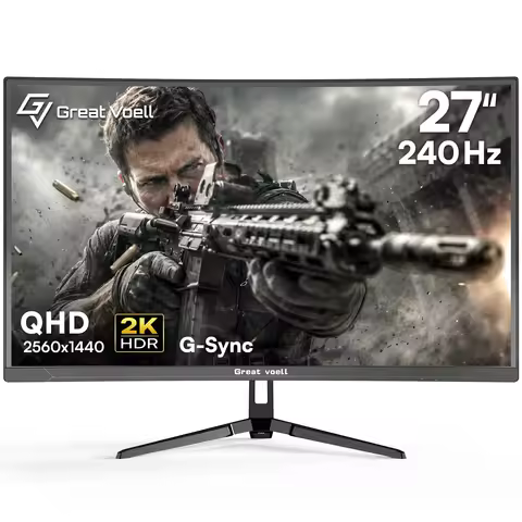 Great voell 27-inch 240Hz Curved Gaming Monitor, 2K QHD, 1ms MPRT G-Sync | 1440p HDR VA Panel, 98% S