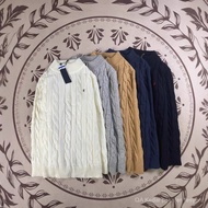 1RL Sweater Berkait  Sweater Separuh Zip Bersulam Lelaki Kolar Berdiri Kolar Berkait Kabel Wanita