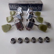 Gibson Deluxe Vintage Guitar Machine Heads Tuners Tuning Pegs Chrome 3L + 3R Guitar Parts