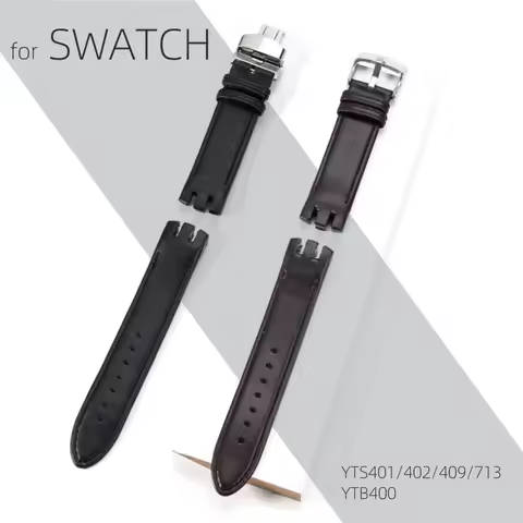 Genuine Leather for Swatch YTS401/402/409/713 YTB400 Pin/Folding buckle Watchband Watch Strap Bracel