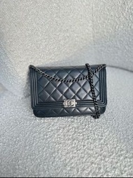 Chanel Boy Wallet on Chain WOC Black Lambskin Ruthenium Hardware