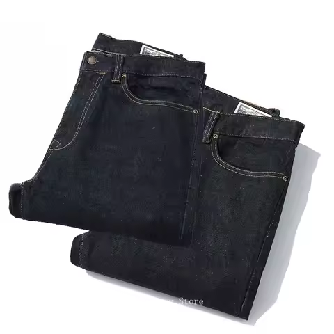 Okonkwo 15oz Selvedge Denim Five-Pocket Jeans Slim Fit Men's Raw Denim Narrow Leg Pants Zipper Fly