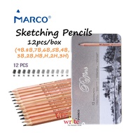 <Sketching Pencils> Marco Raffine Fine Artists' Graphite Drawing Pencils 12pcs/set 9B 8B 7B 6B 5B 4B