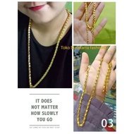24k gold plated rice motif coin necklace, size 45 cm, rust-proof and fade-resistant gold necklace