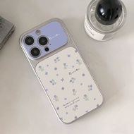 Purple blue flower fabric used for iPhone17ProMax16Pro sheepskin mobile phone case