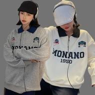 Sweater Rugby Zipper Monano Art Crewneck Half Zipper Korean Style Half Zip Sweatshirt Vintage Premiu