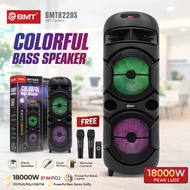 BMT-8220S Wireless Bluetooth Speaker 40W Portable Outdoor Party speaker Dual 8Inch Super Bass RGB Li