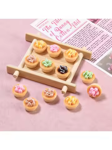 10/100PCS Miniatures 3D Egg Tart Series Resin Accessories DIY Keychains Materials Children Dollhouse