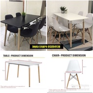 EAMES DINING TABLE + 4 EAMES CHAIR NO ARM 120X60cm