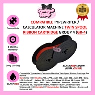 Compatible GROUP 4 GR4 GR-4 GR 4 Twin Spool Ribbon Cartridge BlackRed Typewriter Calculator for Daro