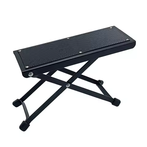 Guitar Foot Stool 4 Position Height Adjustable Foldable Guitar Pedal Foot Rest Step Footstool Black 