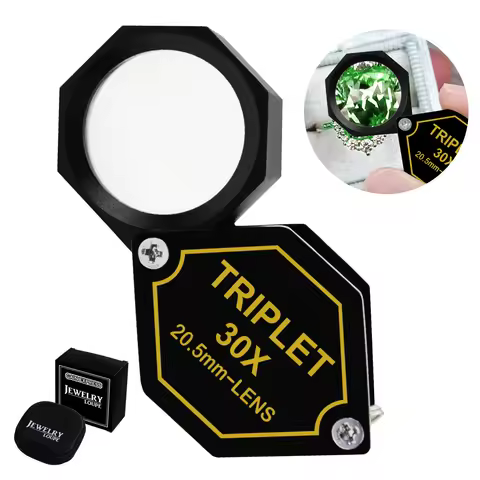 10x 15x 20x 30x Magnification 20.5mm Lens Diameter Triplet Lens Black Loupe Jewelry Magnifier Metal 