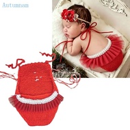 AUTU Stylish Baby Photography Outfit Soft Mohair Dress And Pearls Head Accessory