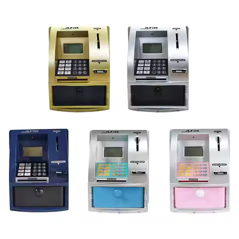 Mini ATM Piggy Bank Automatic Paper Money Scroll Money Saving Box for Children Boys Girls Ages 3 4 5