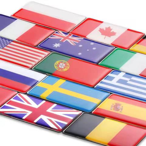 3D Aluminum Car Body Trunk Side Fender Decor Sticker Belgium Turkey Greece Canada Sweden Portugal Po