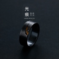 Men's black titanium ring bronze lightning crack men coolRing, black ring men's ring/ men's titanium