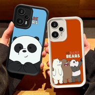 O-44 Cute Bears Casing for Xiaomi Redmi 13 POCO F6 F5 X5 Turbo 3 5G Black and White