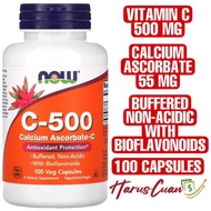 Now Foods Vitamin C-500 500 mg 100 Capsules Calcium Ascorbate-C Buffered Antioxidant Non-Acidic Aman
