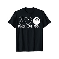 ARTSADD MenS Peace Love Pool Billiards 8-Player Sports T-Shirt - Cotton Crew Neck, Lightweight All-