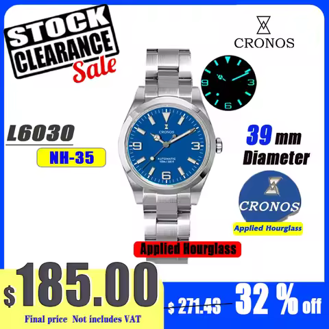 Cronos EX Diver Mechanical Men Watch NH35 39mm Automatic Sapphire Glass Bushed Bracelet 10ATM L6030M