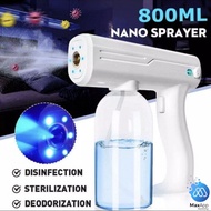Spray Distance 800 ML Wireless Electric Sanitizer Sprayer disinfectant Blue Light Nano Steam Spray Gun USB Charging