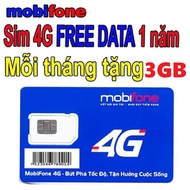 Sim 4G Mobi MDT255  3GB/tháng DATA TỐC ĐỘ CAO sử dụng trọn gói 12 tháng không cần nạp tiền FREESHIP 