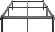 JOM Metal Bed Frame King Size - 14 Inch Rails Bedframe for Box Spring and Mattress Heavy Duty Required Base Black Steel