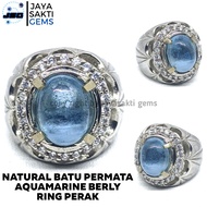 Natural Batu Permata Aquamarine Berly Ring Perak AMB02