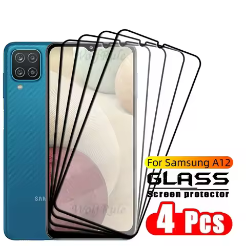 4PCS Full Cover Glass For Samsung A12 Glass Samsung Galaxy A12 Glass Full Glue Cover 9H HD For Scree