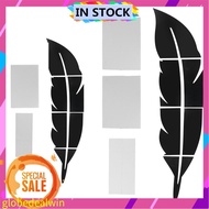 Globedealwin DIY Feather Shaped Mirror Wall Sticker For Living Room Art Home Decor