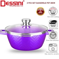 Dessini 20cm Casserole Pot 2pcs Set | Periuk Non Stick Premium | Gas Electric Ceramic Hob