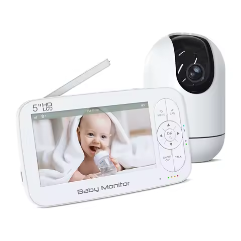 5Inch IPS Screen Tuya APP WIFI Cry Detection PTZ Intercom Baby Monitor Temperature Monitoring Lullab