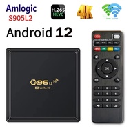 Kotak TV Pintar Q96 L2 Android 12 Amlogic S905 L2 Quad Core 4g 5g Wi-fi 4k Uhd Bt4.1 H.265 Iptv Pema