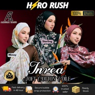 [ AZ INREA ] by Ameera Zaini Premium Soft Cotton Voile Printed Bawal Bidang 47 + Free Pouch Bag