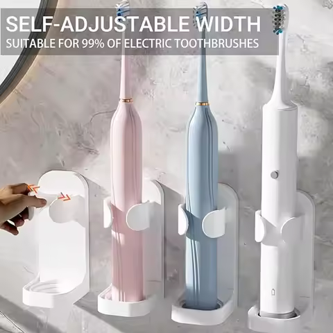 Toothbrush electronic holder, wall mounted adhesive holder, toothbrush organizer to save space and k