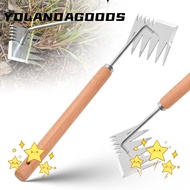 YOLA Hand Weeder Tool, Digging Tools Wooden Rake, Home&amp;Garden Garden Supplies Farmland Stainless Garden Hand Weeder