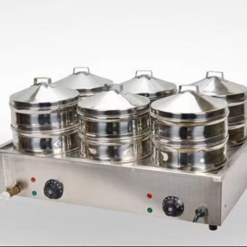 220V High Quality Commercial Steamed Bun Furnace with Steamer Basket – Ideal for Making Baozi, Dim S