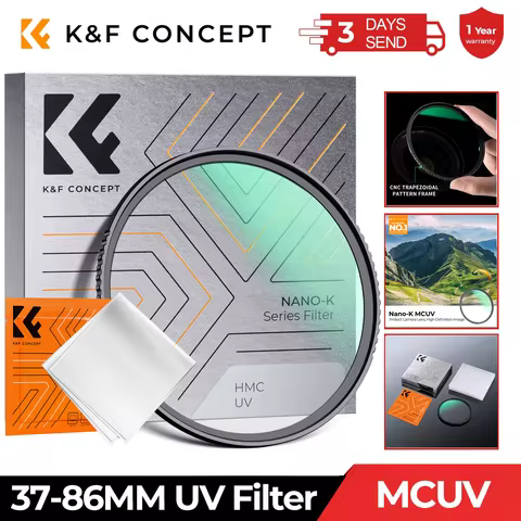 K&F CONCEPT 37-105mm UV Filter Lens MC Ultra Slim Optics with Multi Coated Protection 37mm 49mm 52mm