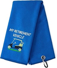 DYJYBMY My Retirement Vehicle Funny Golf Towel, Embroidered Golf Towels for Golf Bags with Clip, Golf Gifts for Men, Birthday Gifts for Golf Fan, Golf Joke, Retirement Gift for Men Women