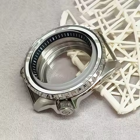 42mm Silver Watch Cases Dome Sapphire Glass Fits NH38 7S26 NH35 NH36 Movement Transparent Back Cover