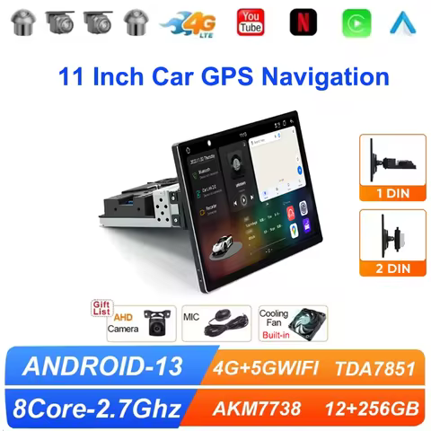 UIS7870 Universal 11" 1/2Din Car Radio Wireless Carplay Android Auto Multimedia Video Player GPS Nav