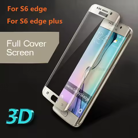 3D Full Cover Curved Tempered Glass For Samsung Galaxy S6 edge Screen Protector protective film For 