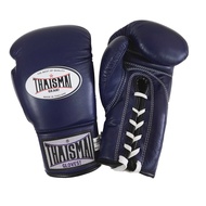 THAISMAI - BG121 นวมชกมวย แบบเชือก นวมซ้อมมวย อุปกรณ์มวยไทย นวมต่อยมวย ถุงมือชกมวยหนังแท้ สีน้ำเงิน 