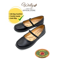 Widly Comfortable Work Shoes for Women /Kasut Wanita Kerja Selesa/ Black Mary Jane Flats /Anti-Slip 