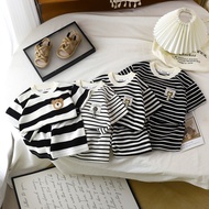 （6m-8Yrs）2Pcs set Stripe Boy T-Shirt Kids Short Sleeve Top and Pant Casual Set Boys Children's Cloth